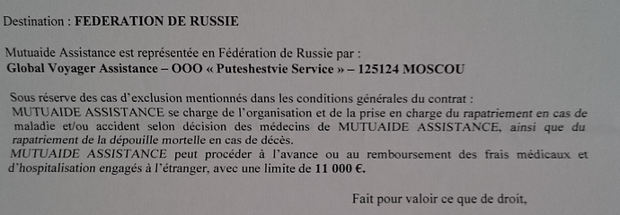 Re: Assurance pour obtention du visa Russie  - bmntmp