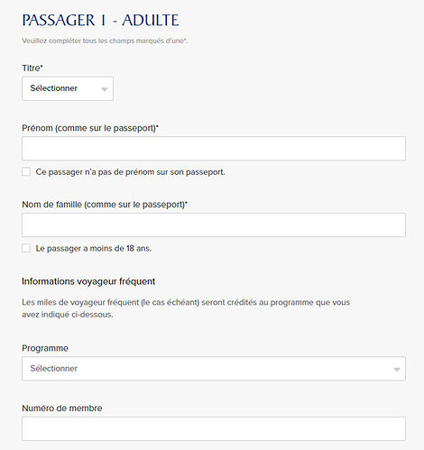 N° passeport facultatif à l'achat avec certaines Cies aériennes - H@rd