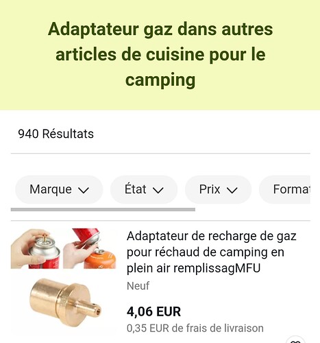 Camping-car : Adaptateur cartouche de gaz à vis - Forum Camping-car -  Forums