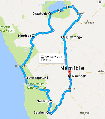 Itinéraire et état des routes pour 10 nuits en Namibie.   - Sagesse59