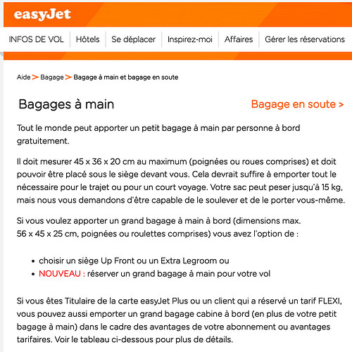 ≡ Bagage Cabine easyJet : Les Règles pour les Vols 2024 en Europe