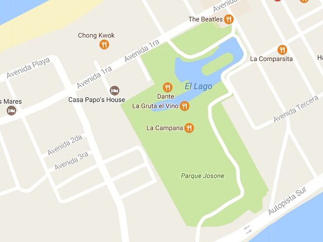 carte du parc Josone, le seul lui notable de Varadero... hors excursions industrielles - viajecuba