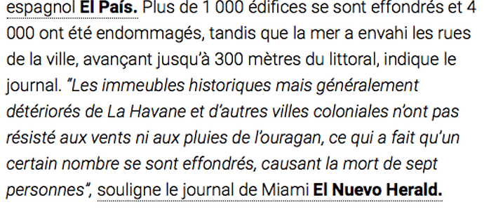 Re: Avis de Cubains : état de l'île après l'ouragan ?  - Hélène... !!