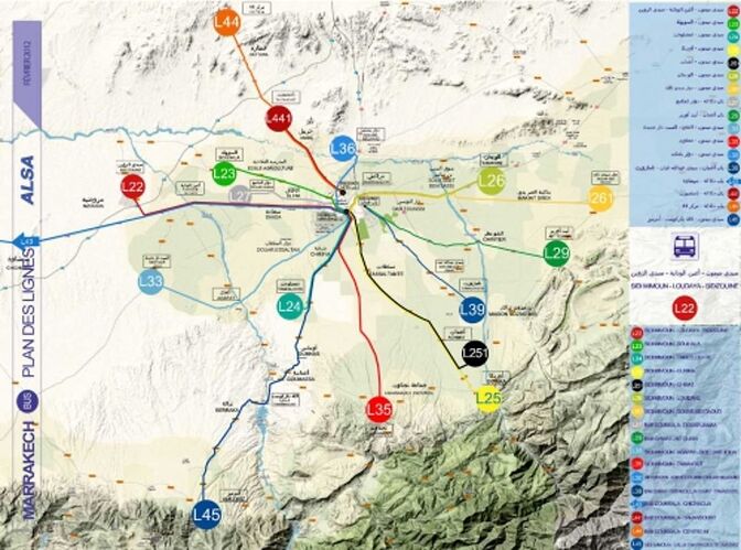 carte des bus hors ville  à Marrak - beatrice71