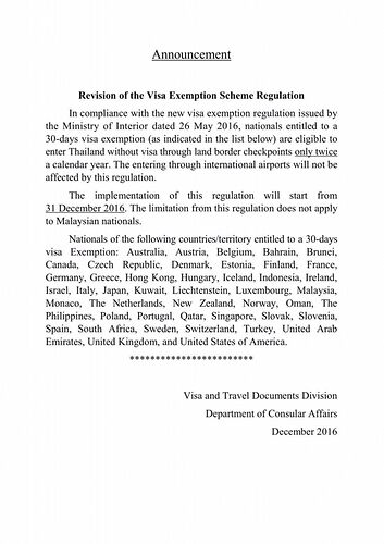 Re: Exemption visa Thaïlande 15 ou 30 jours?? - DenisVoyageur