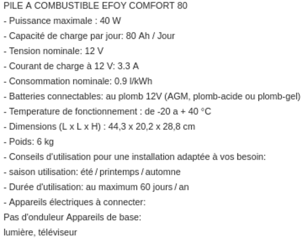 Re: pile à combustible EFOY - jeanpierre07000