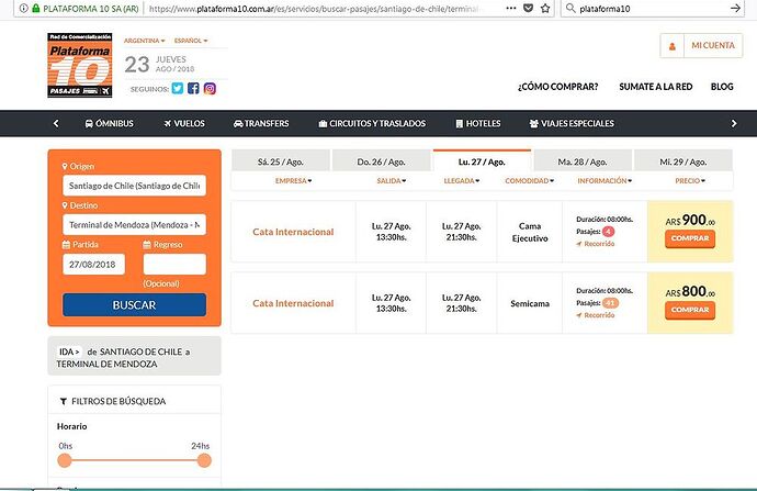 Re: Réservation Bus argentine : plus de 1000 USD pour 300 km ? - JLMA Re: Réservation Bus argentine : plus de 1000 USD pour 300 km ? - JLMA