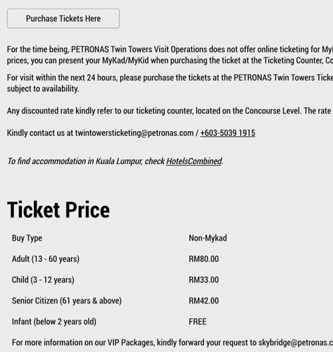 Re: Kuala Lumpur - Online tickets Petronas Towers - PATOUTAILLE