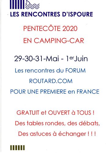 Re: Les Rencontres d ' ISPOURE en camping-car, à la PENTECÔTE 2020 de la communauté Routard ! - soleilen62