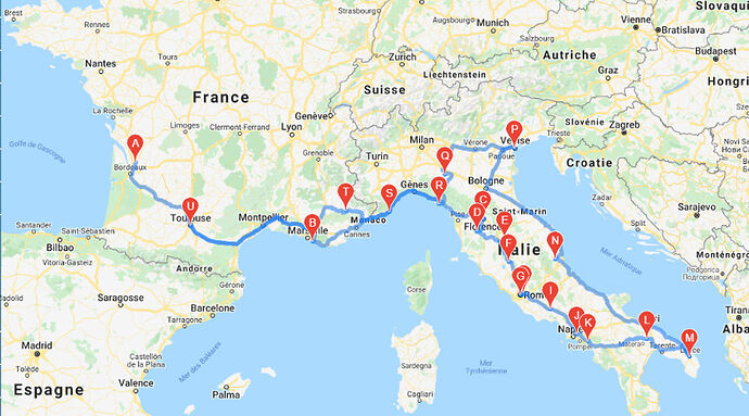 Notre itineraire en Italie de cette année 2020 - PEREGAS33
