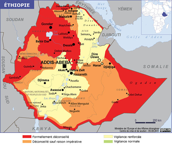 Tourisme carte sécurité ETHIOPIE diplomatie-fr 16-10-2023