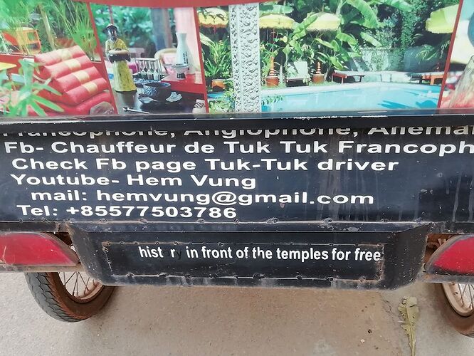 Re: Chauffeur de Tuk Tuk à Sime reap - LAMIRAL66