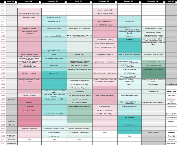 Avis pour planning durant Thanksgiving  - Vivi-D85