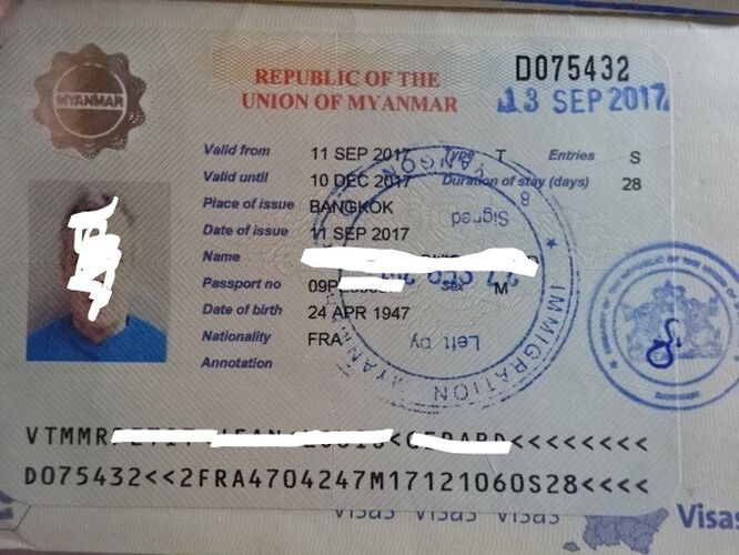 Re: Prix et délai du visa birman à Bangkok - dent92