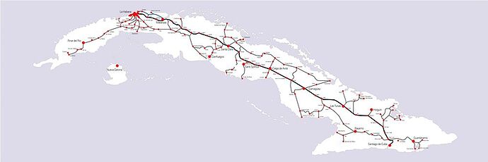 plan du reseau ferré cubain - viajecuba2016