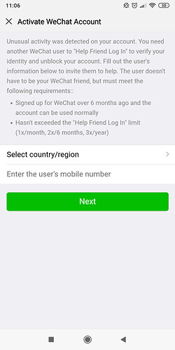 Compte WeChat bloqué - potico999