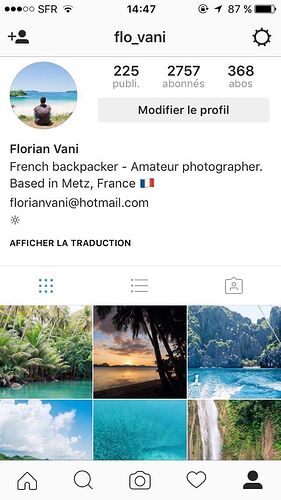 Compte instagram sur le voyage - Flo-Vani