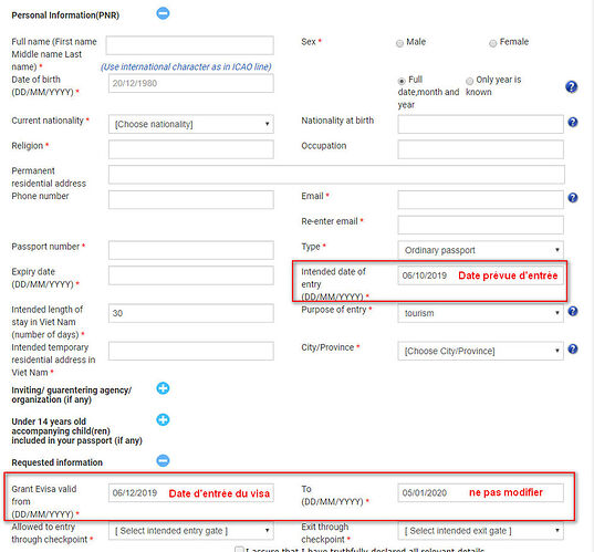 E-visa avec date postérieure et changement de poste d'entrée-sortie - H@rd