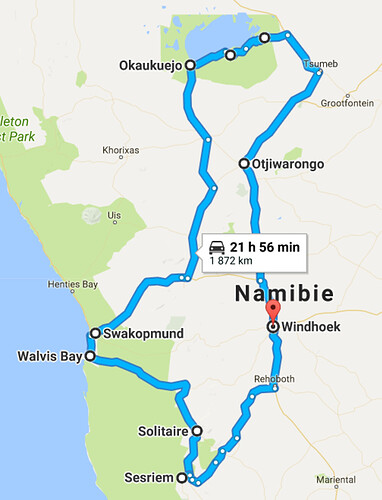 Itinéraire et état des routes pour 10 nuits en Namibie.   - Sagesse59