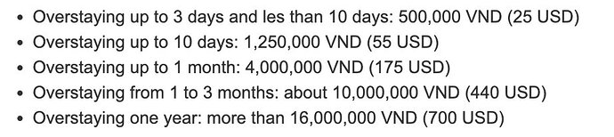 - VN overstay fee