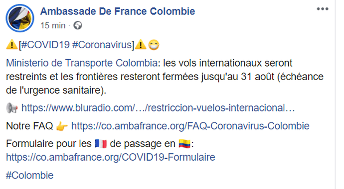 Re: Réouverture des frontières colombiennes - lamanon62