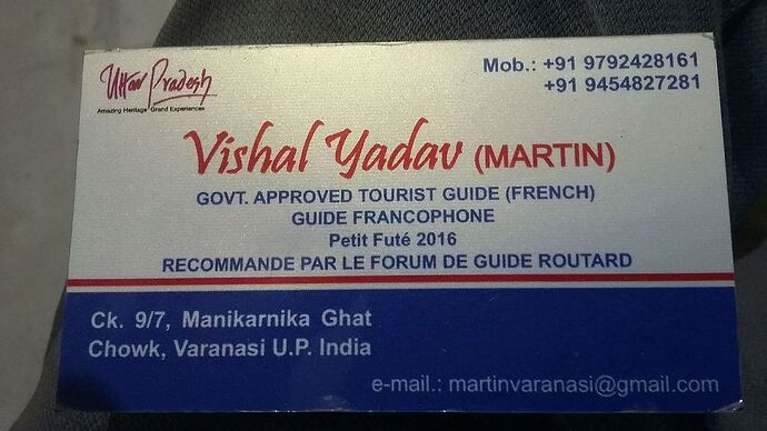 Re: Martin Vishal de Varanasi : guide francophone - k-rol-zamora
