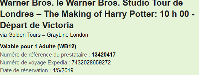 Re: Billet Harry Potter Tour London - Lyd525