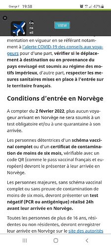 Re: Test dépistage arrivée Norvège  - MAYAdu74