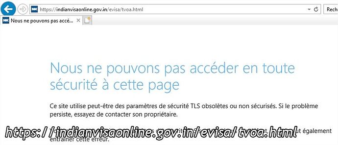 Bug sur le site indianvisaonline.gov.in - oxy75
