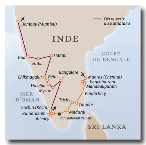 Itinéraire + période Inde du Sud - Marie-Yasmine
