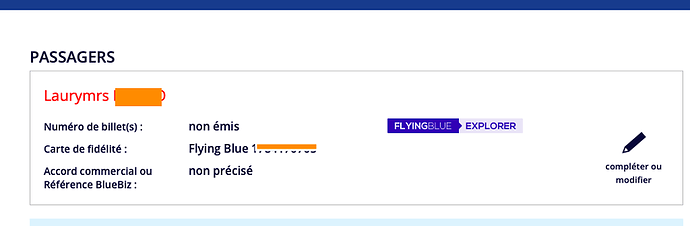 Détails passager Air France - lauhro