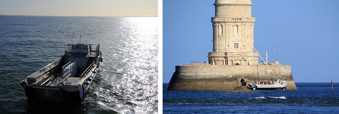 La barque à roues pour débarquer au pied du phare