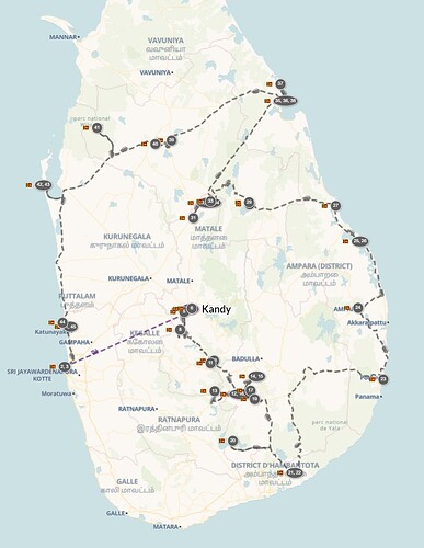 carte sri lanka parcours