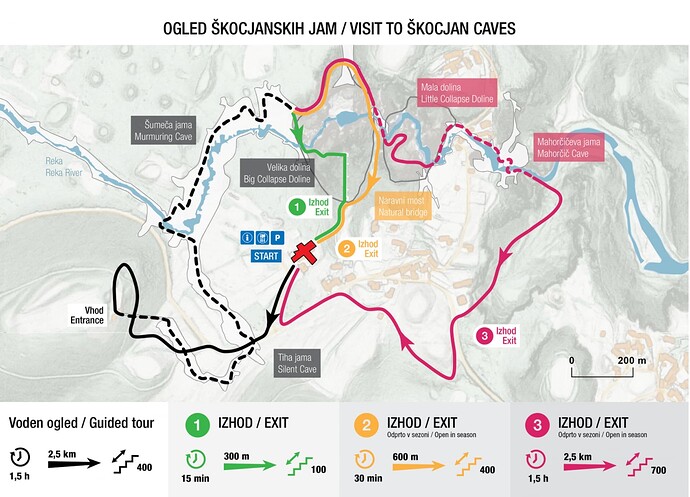 Carte des circuits de sortie de Grotte