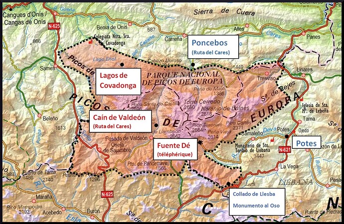 Carte parc Picos de Europa