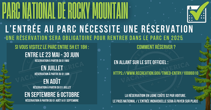 Réservation obligatoire pour 2025- Rocky Mountain