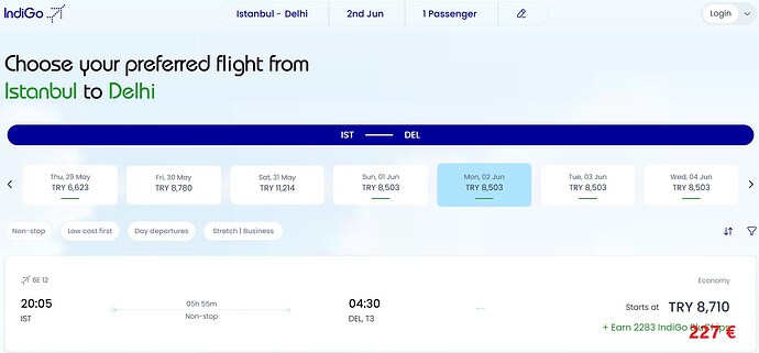 indigo ist à delhi  AS 2juin