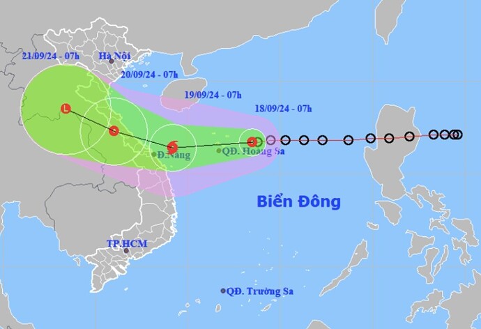 Typhon N°4 sur Danang arrive le 19-20 septembre 2024