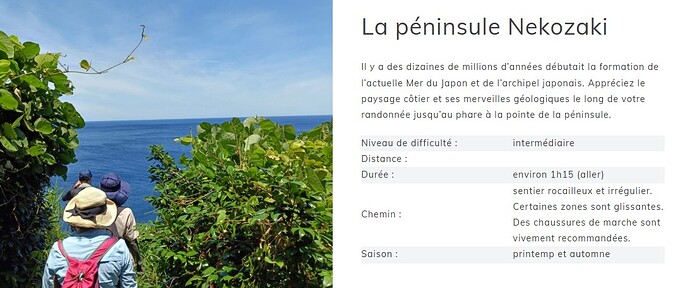 Randonnée sur la péninsule Nekozaki