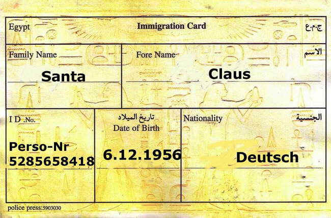 Immigration Card Back