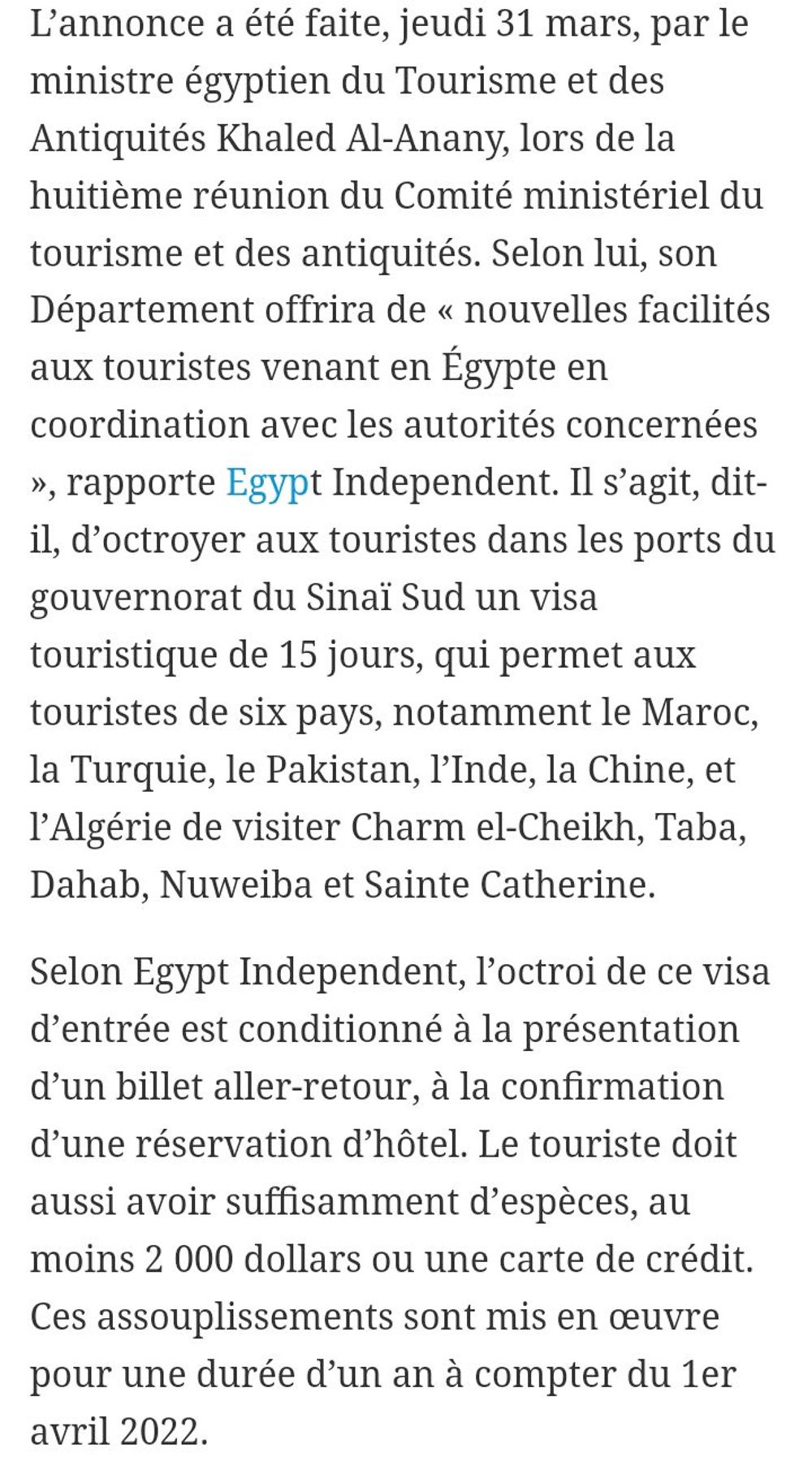 Re: Visa Egypte pour marocaine résidente en France - Tchiptchip