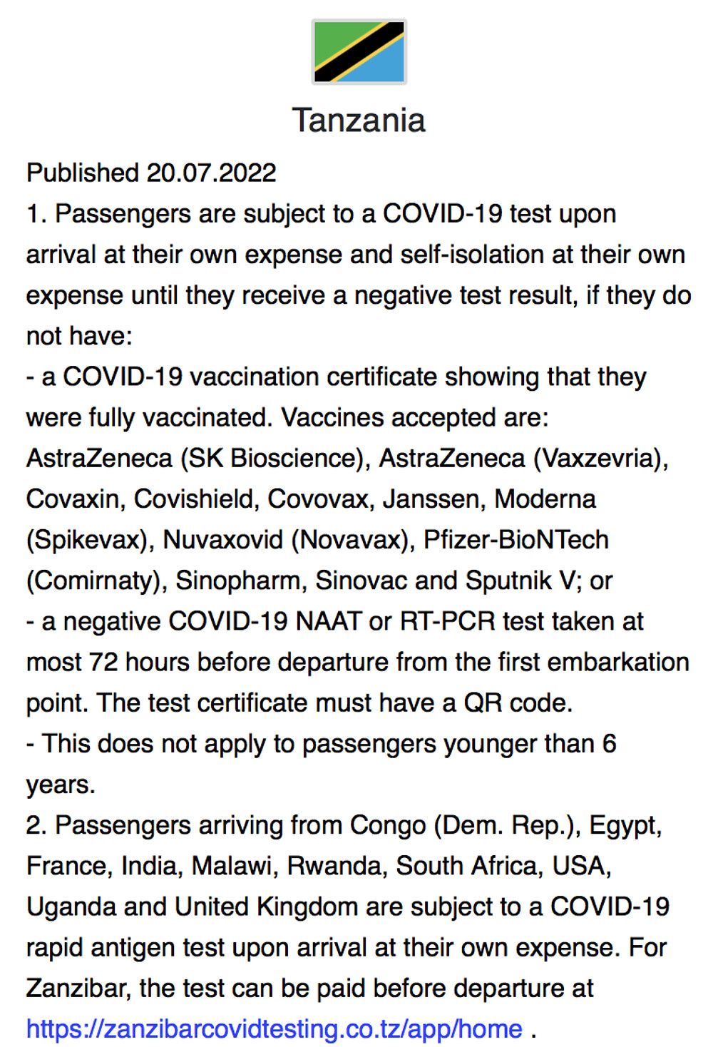 Re: Certificat de vaccination valide avec QR code en Tanzanie - Paris12eme