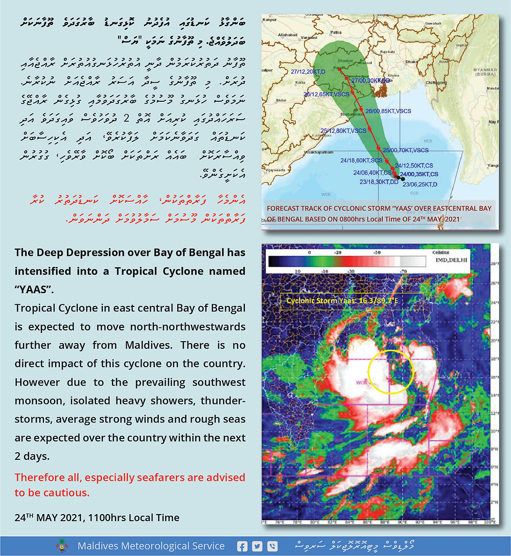 Météo du 24 Mai 2021- Cyclone Tropical  Yaas  Baie du Bengal  - Phil Ô Maldives Guide Safaris