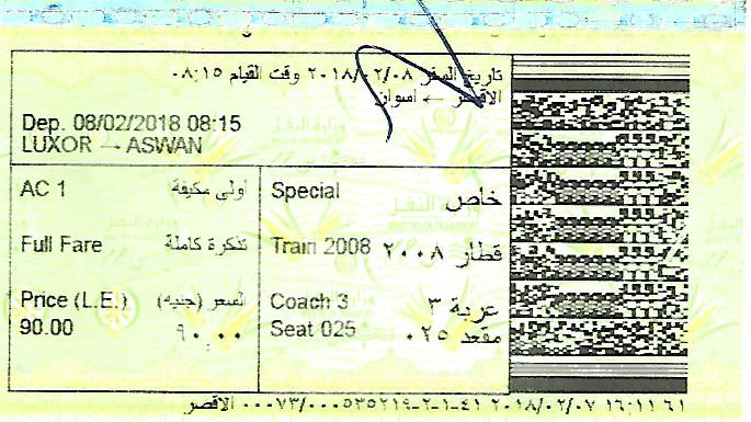 ticket train Egypte