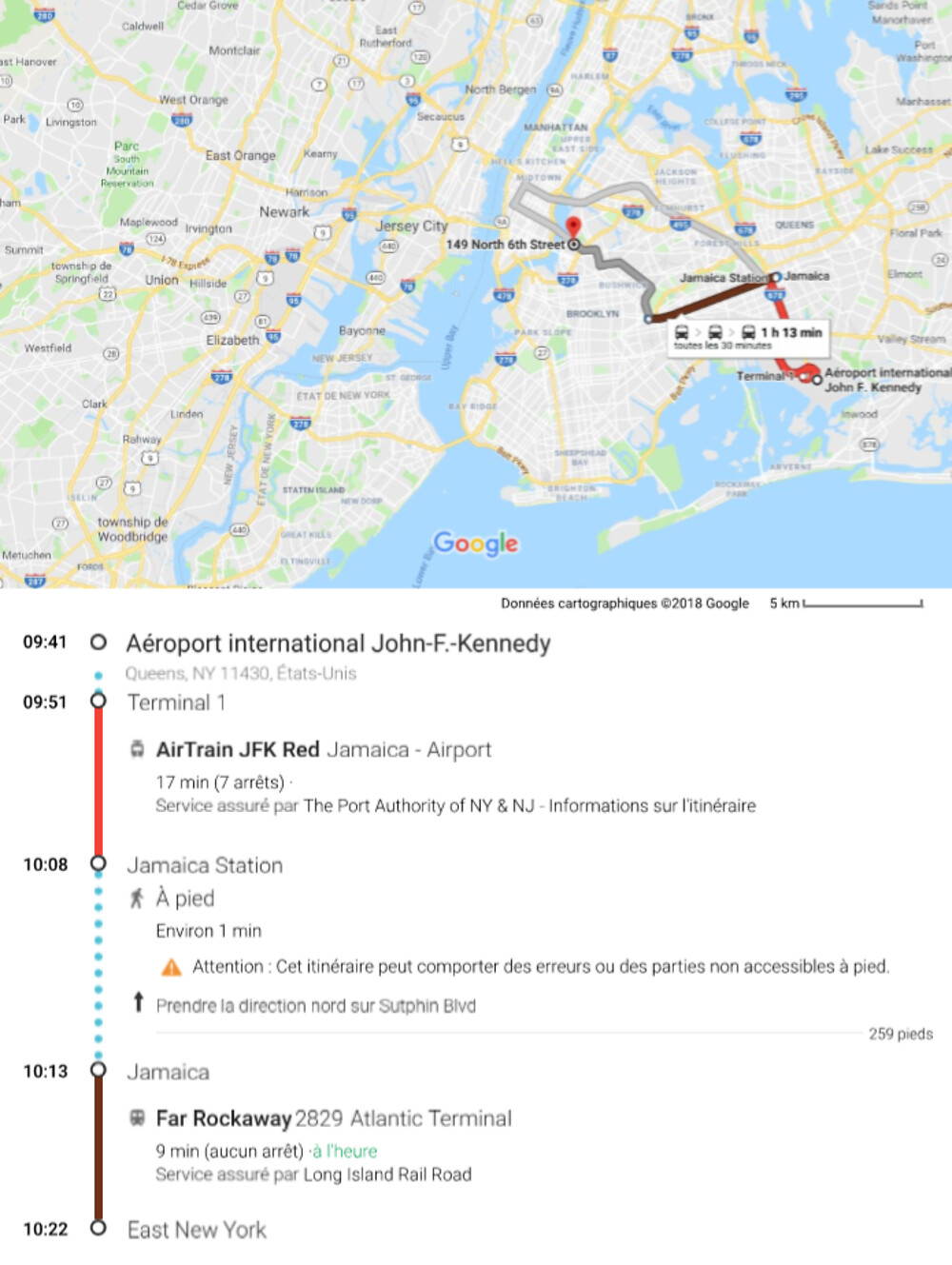 Trajet Aéroports - Brooklyn - OlivBe